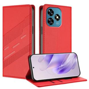 For Oukitel C51 Embossed Multi-functional Wallet Retro Leather Phone Case(Red)