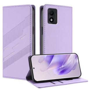 For TCL 303 Embossed Multi-functional Wallet Retro Leather Phone Case(Light Purple)