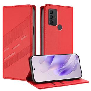 For TCL 305 / 306 / 30 SE Embossed Multi-functional Wallet Retro Leather Phone Case(Red)