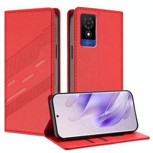 For TCL 501 / T433D Embossed Multi-functional Wallet Retro Leather Phone Case(Red)