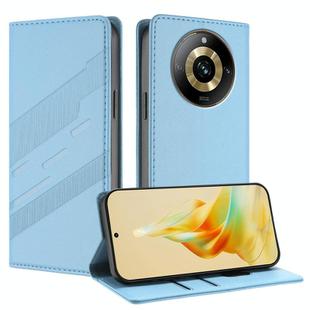 For Realme 10 Pro Embossed Multi-functional Wallet Retro Leather Phone Case(Light Blue)