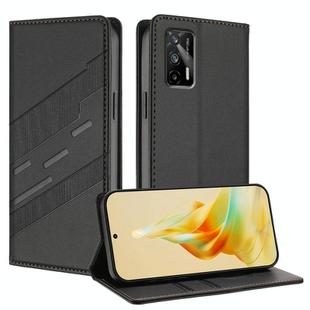 For Realme GT 5G Embossed Multi-functional Wallet Retro Leather Phone Case(Black)