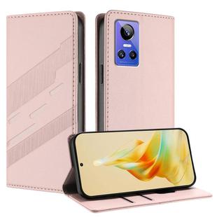 For Realme GT Neo3 Embossed Multi-functional Wallet Retro Leather Phone Case(Pink)