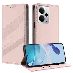 For Realme 14 Embossed Multi-functional Wallet Retro Leather Phone Case(Pink)