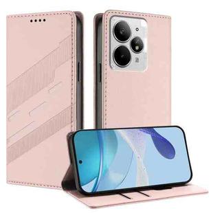 For Realme Neo7 Turbo Embossed Multi-functional Wallet Retro Leather Phone Case(Pink)