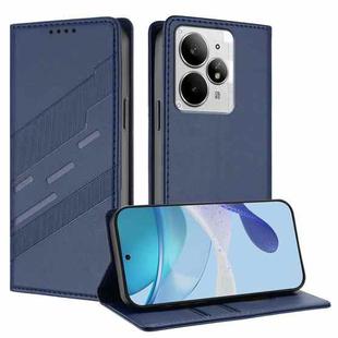 For Realme Neo7 Turbo Embossed Multi-functional Wallet Retro Leather Phone Case(Dark Blue)
