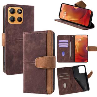 For Motorola Moto G15 / G15 Power Color Stitching Skin Feel Leather RFID Blocking Phone Case(Brown)