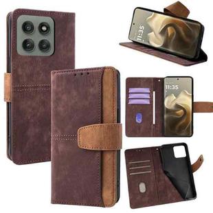 For Motorola Edge 60 Pro 5G Color Stitching Skin Feel Leather RFID Blocking Phone Case(Brown)
