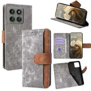For Motorola Edge 60 Pro 5G Color Stitching Skin Feel Leather RFID Blocking Phone Case(Grey)