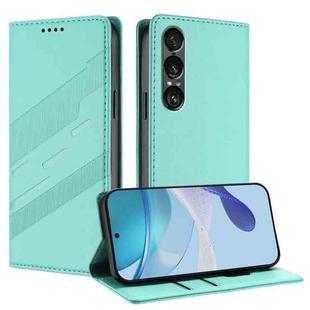 For Sony Xperia 1 VII Embossed Multi-functional Wallet Retro Leather Phone Case(Mint Green)