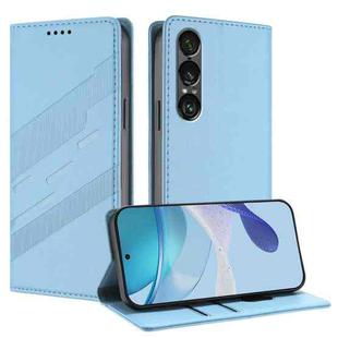 For Sony Xperia 1 VII Embossed Multi-functional Wallet Retro Leather Phone Case(Light Blue)
