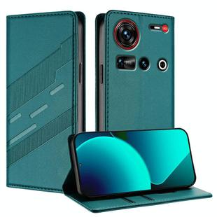 For ZTE nubia Z70 Ultra Embossed Multi-functional Wallet Retro Leather Phone Case(Dark Green)