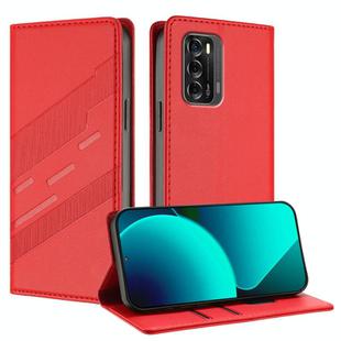 For ZTE Blade V40 Embossed Multi-functional Wallet Retro Leather Phone Case(Red)