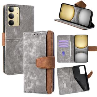 For Realme C75 4G / 14x 5G Global Color Stitching Skin Feel Leather RFID Blocking Phone Case(Grey)