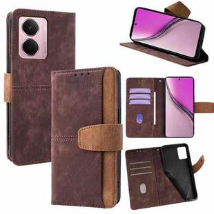 For Realme P3 Pro 5G Global Color Stitching Skin Feel Leather RFID Blocking Phone Case(Brown)