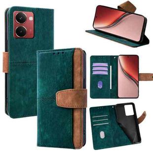 For Realme 14 5G Global Color Stitching Skin Feel Leather RFID Blocking Phone Case(Green)