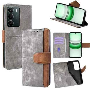 For Realme C71 4G Color Stitching Skin Feel Leather RFID Blocking Phone Case(Grey)