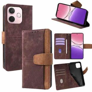 For OPPO A5 Pro 5G Global Color Stitching Skin Feel Leather RFID Blocking Phone Case(Brown)