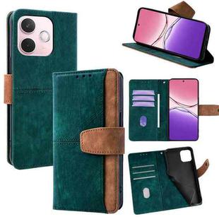 For OPPO A5 Pro 5G Global Color Stitching Skin Feel Leather RFID Blocking Phone Case(Green)
