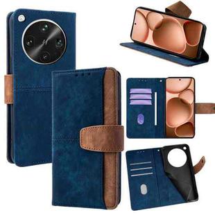 For OPPO Find X8 Ultra 5G Color Stitching Skin Feel Leather RFID Blocking Phone Case(Blue)