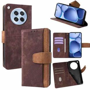 For OPPO Find X8s 5G Color Stitching Skin Feel Leather RFID Blocking Phone Case(Brown)