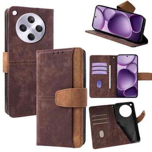 For OPPO Find X8s+ 5G Color Stitching Skin Feel Leather RFID Blocking Phone Case(Brown)