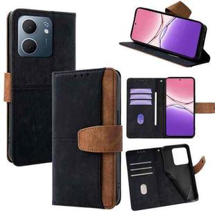 For OPPO A5x 5G Color Stitching Skin Feel Leather RFID Blocking Phone Case(Black)