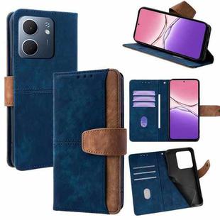 For OPPO A5x 5G Color Stitching Skin Feel Leather RFID Blocking Phone Case(Blue)