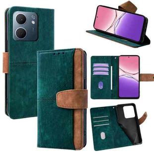 For OPPO A5x 5G Color Stitching Skin Feel Leather RFID Blocking Phone Case(Green)