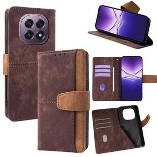 For OPPO F29 5G Global Color Stitching Skin Feel Leather RFID Blocking Phone Case(Brown)