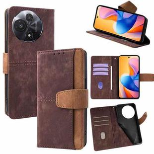 For TCL 60R 5G Color Stitching Skin Feel Leather RFID Blocking Phone Case(Brown)