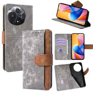 For TCL 60R 5G Color Stitching Skin Feel Leather RFID Blocking Phone Case(Grey)