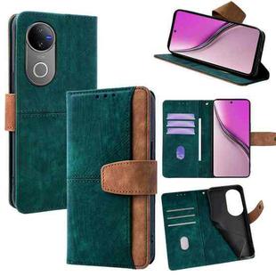 For vivo V50 5G Color Stitching Skin Feel Leather RFID Blocking Phone Case(Green)