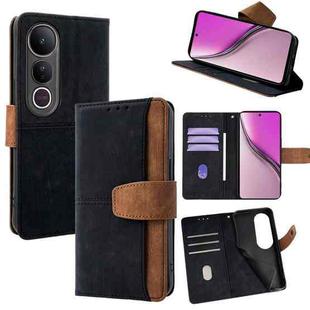 For vivo V50 Lite 5G Color Stitching Skin Feel Leather RFID Blocking Phone Case(Black)