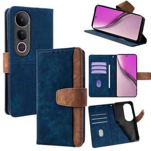 For vivo V50 Lite 5G Color Stitching Skin Feel Leather RFID Blocking Phone Case(Blue)
