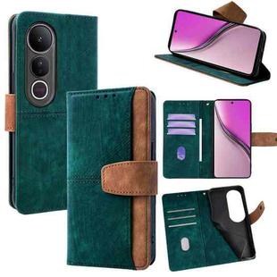 For vivo V50 Lite 5G Color Stitching Skin Feel Leather RFID Blocking Phone Case(Green)
