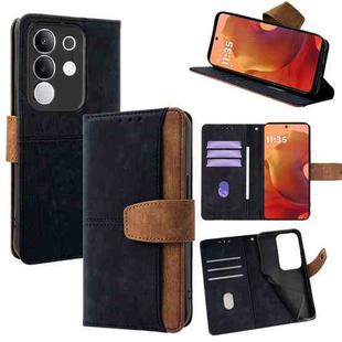 For vivo Y29 4G Global Color Stitching Skin Feel Leather RFID Blocking Phone Case(Black)