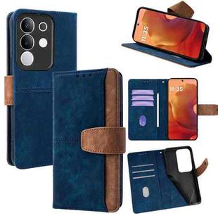 For vivo Y29 4G Global Color Stitching Skin Feel Leather RFID Blocking Phone Case(Blue)