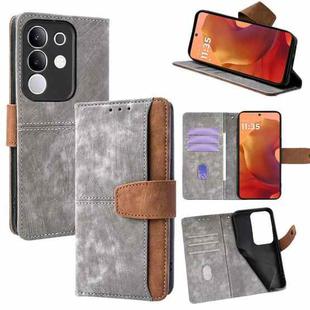 For vivo Y29 4G Global Color Stitching Skin Feel Leather RFID Blocking Phone Case(Grey)