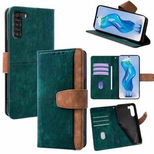 For ZTE Nubia S 5G Color Stitching Skin Feel Leather RFID Blocking Phone Case(Green)