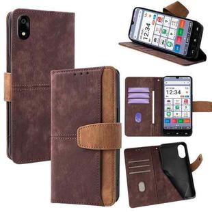 For ZTE Kantan Sumaho 4 A402ZT Color Stitching Skin Feel Leather RFID Blocking Phone Case(Brown)