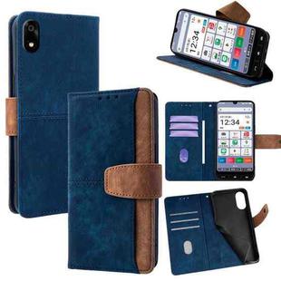 For ZTE Kantan Sumaho 4 A402ZT Color Stitching Skin Feel Leather RFID Blocking Phone Case(Blue)