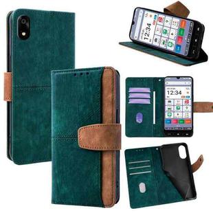 For ZTE Kantan Sumaho 4 A402ZT Color Stitching Skin Feel Leather RFID Blocking Phone Case(Green)