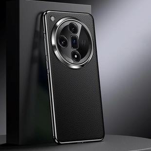 For OPPO Find X7 Genuine Leather PC Phone Case(Black)