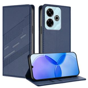For Redmi 13 4G Embossed Multi-functional Wallet Retro Leather Phone Case(Dark Blue)