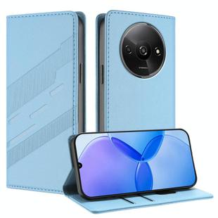 For Redmi A3 Embossed Multi-functional Wallet Retro Leather Phone Case(Light Blue)
