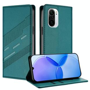 For Redmi K40 Embossed Multi-functional Wallet Retro Leather Phone Case(Dark Green)
