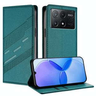 For Redmi K70E Embossed Multi-functional Wallet Retro Leather Phone Case(Dark Green)