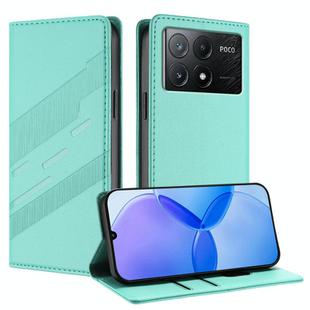 For Redmi K70E Embossed Multi-functional Wallet Retro Leather Phone Case(Mint Green)