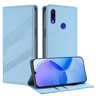 For Redmi Note 7 Pro Embossed Multi-functional Wallet Retro Leather Phone Case(Light Blue)